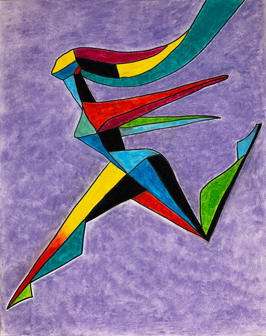 “Ribbon Runner” – Original 24x30 Oil Pastel on Canvas
