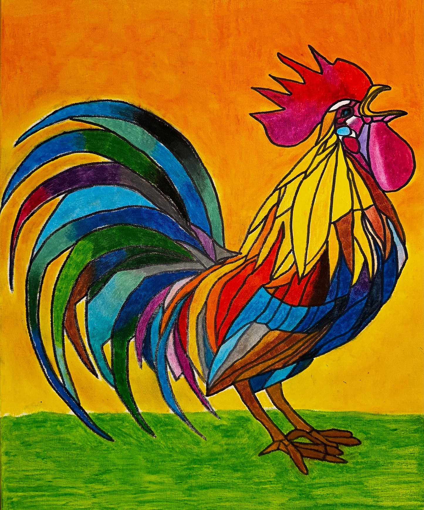 King of the Coop – Original 20x24 Oil Pastel on Canvas