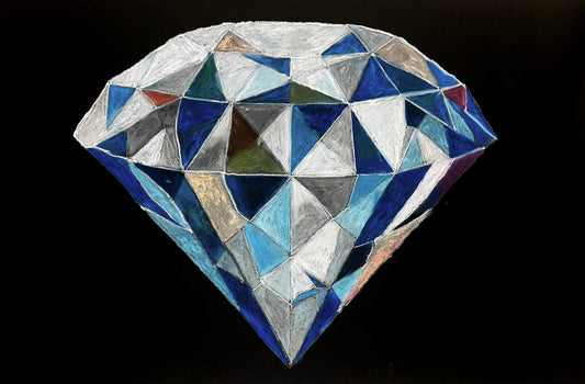 "Diamond" – Original Oil Pastel Artwork (20x30, 1 of 1, Black Poster Board)